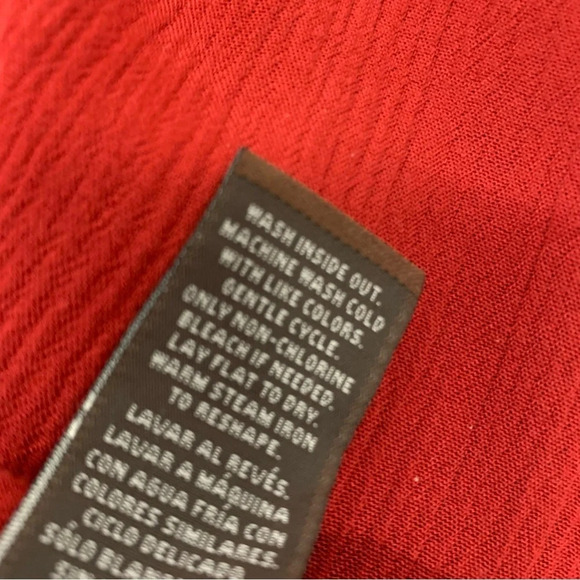 Knox Rose Gauzy Dress XXL  Red Beaded Cold Shoulder Below Knee Long Sleeve Hi Lo - Picture 8 of 10